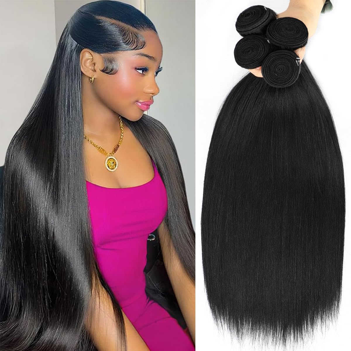 Straight Bundles Human Hair 20 22 24 26 Inch 12A Quality