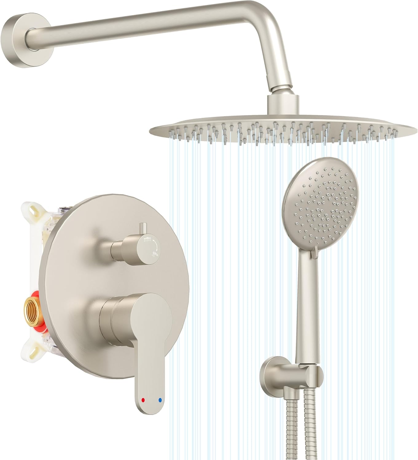 Gabrylly Shower Faucet Set with Rain Shower Head and Handheld Spray
