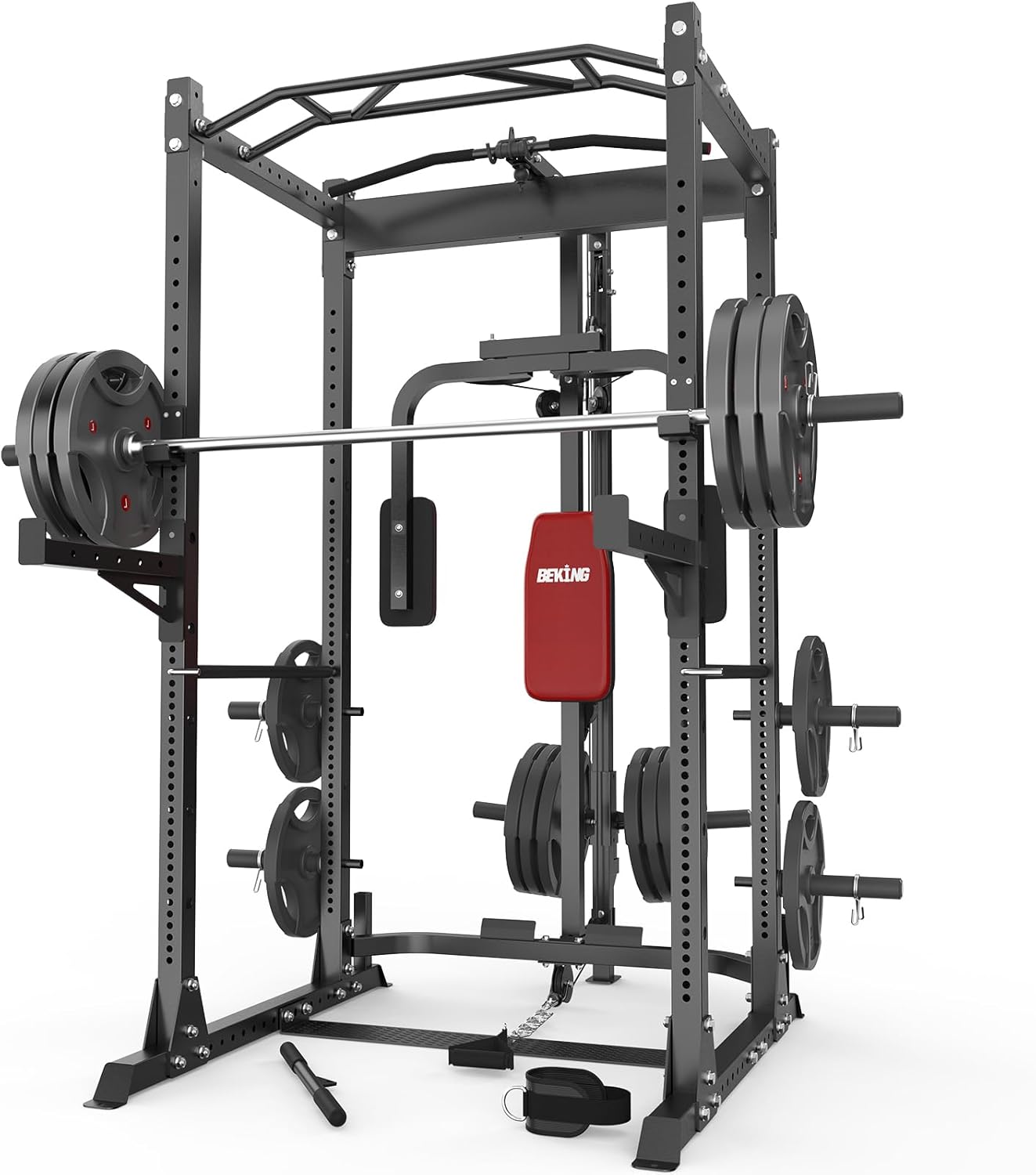 BEKING Power Cage: 2000LBS & LAT Pulldown for Home Gym