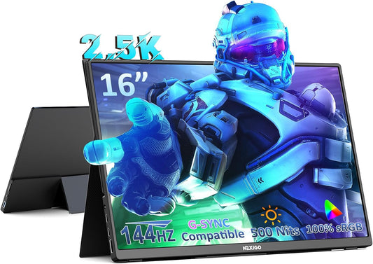 NexiGo 144Hz Portable Gaming Monitor - 2.5K Resolution, 500Nits Brightness