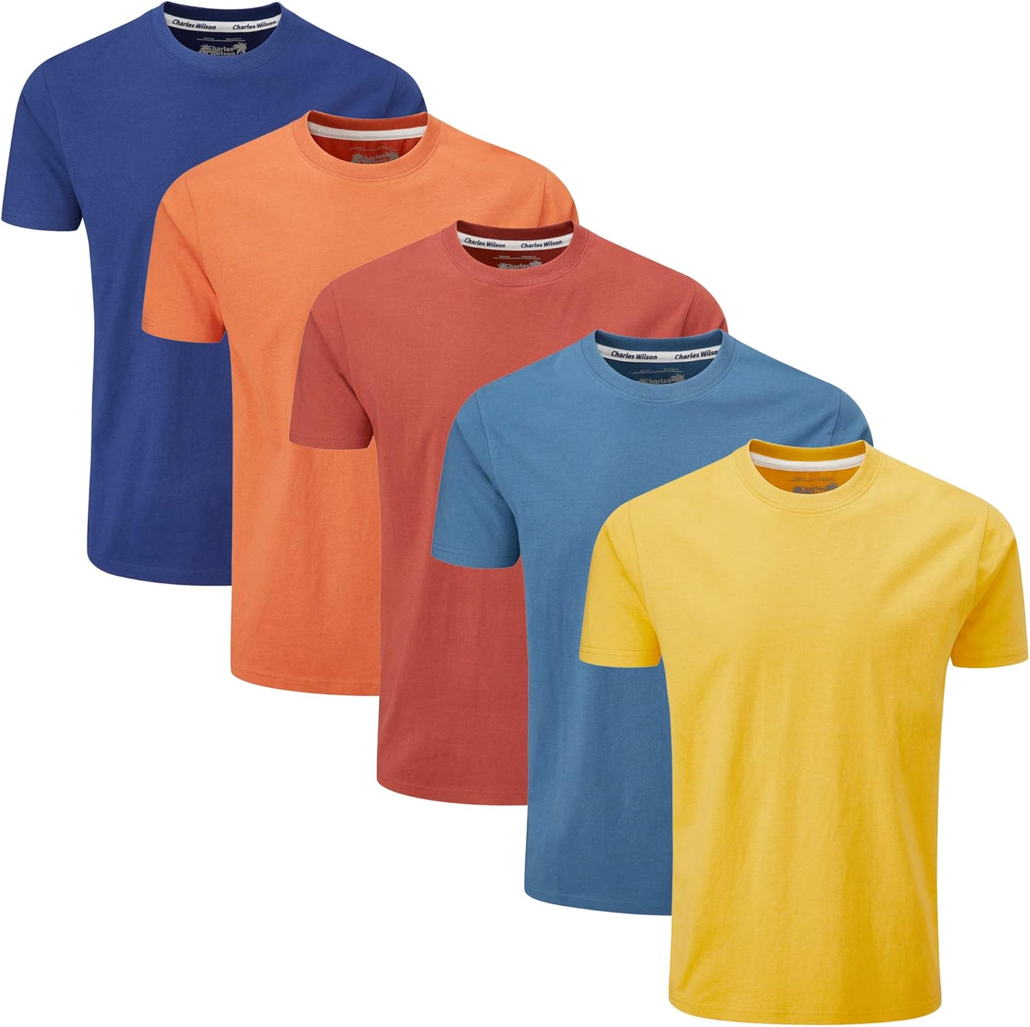 Charles Wilson Men's 5 Pack Crew Neck T-Shirt for Comfort