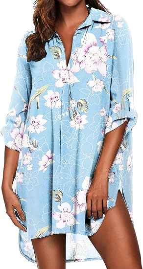 Ekouaer Women's Swimsuit Beach Cover Up Shirt for Summer Fun
