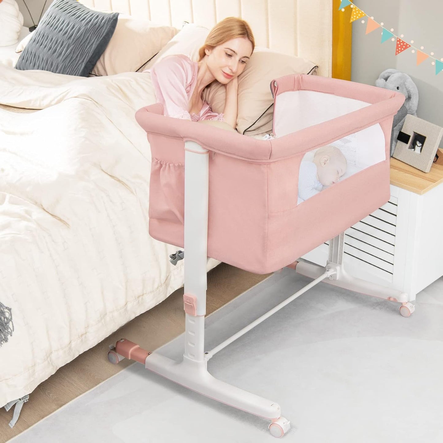 BABY JOY Bassinet Bedside Sleeper - 3 in 1 Folding Crib