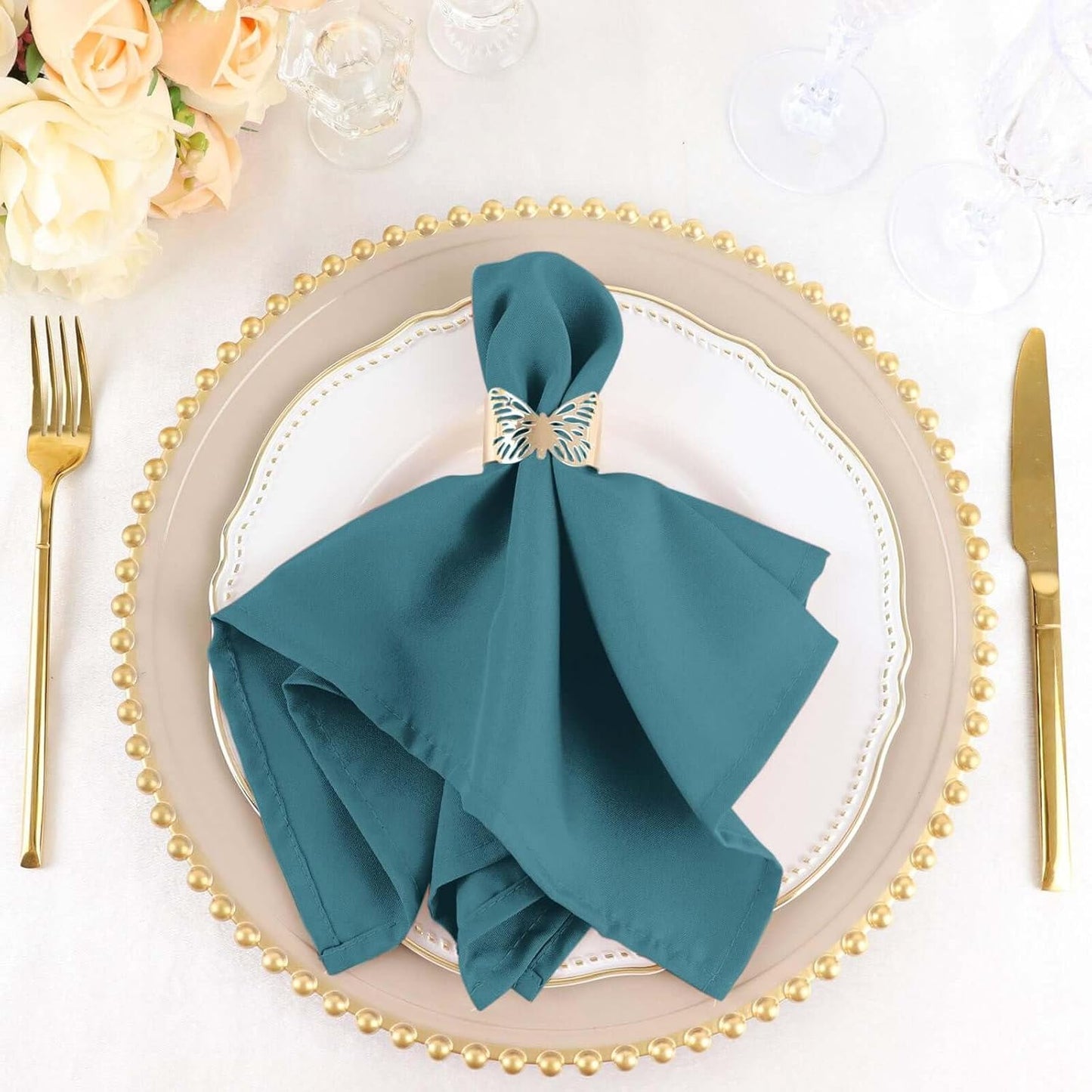 Peacock Teal Green Cloth Napkins Set of 100 for Elegant Dining