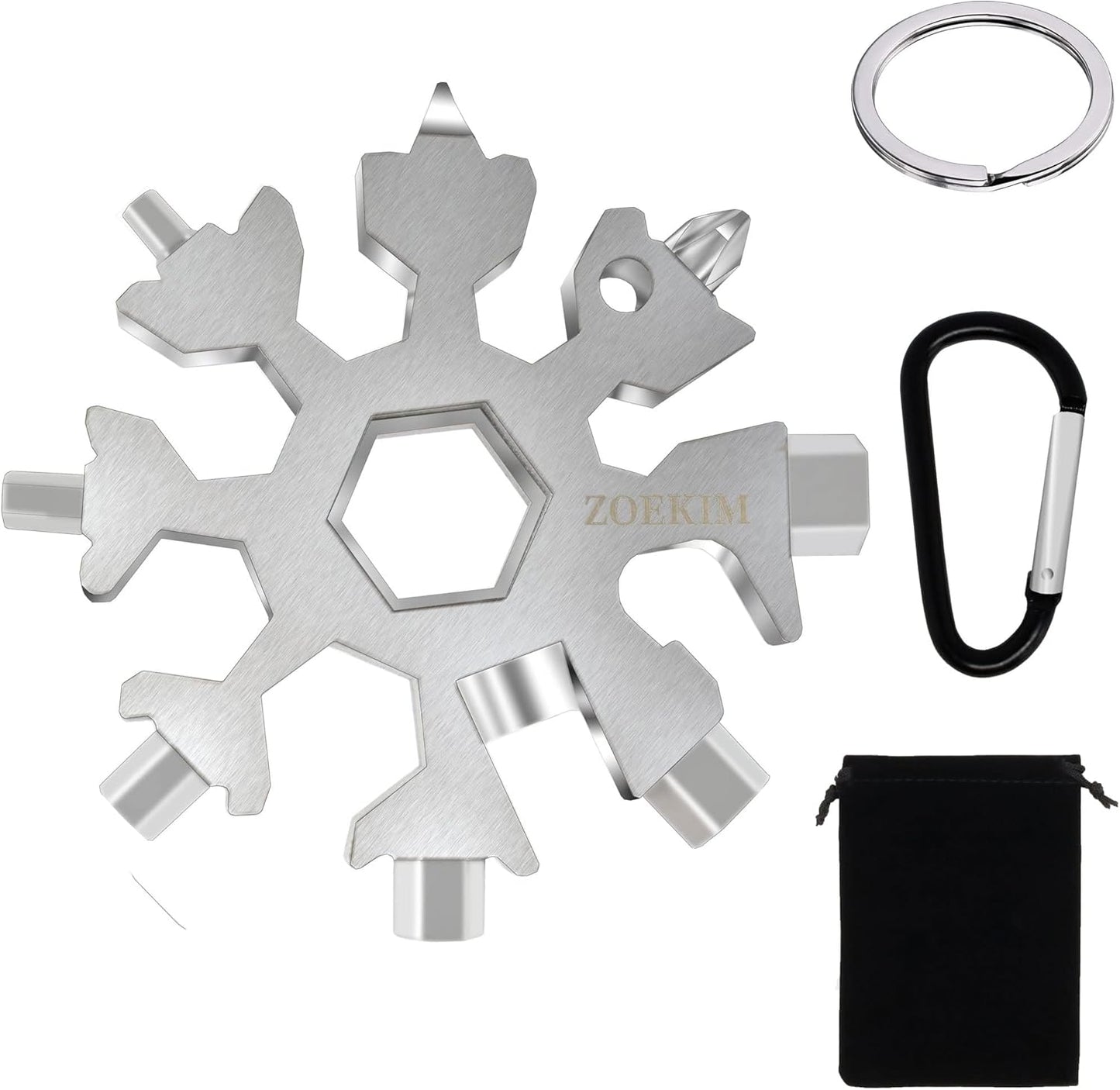 ZOEKIM Snowflake Multitool Keychain - 18-in-1 Stainless Steel Marvel