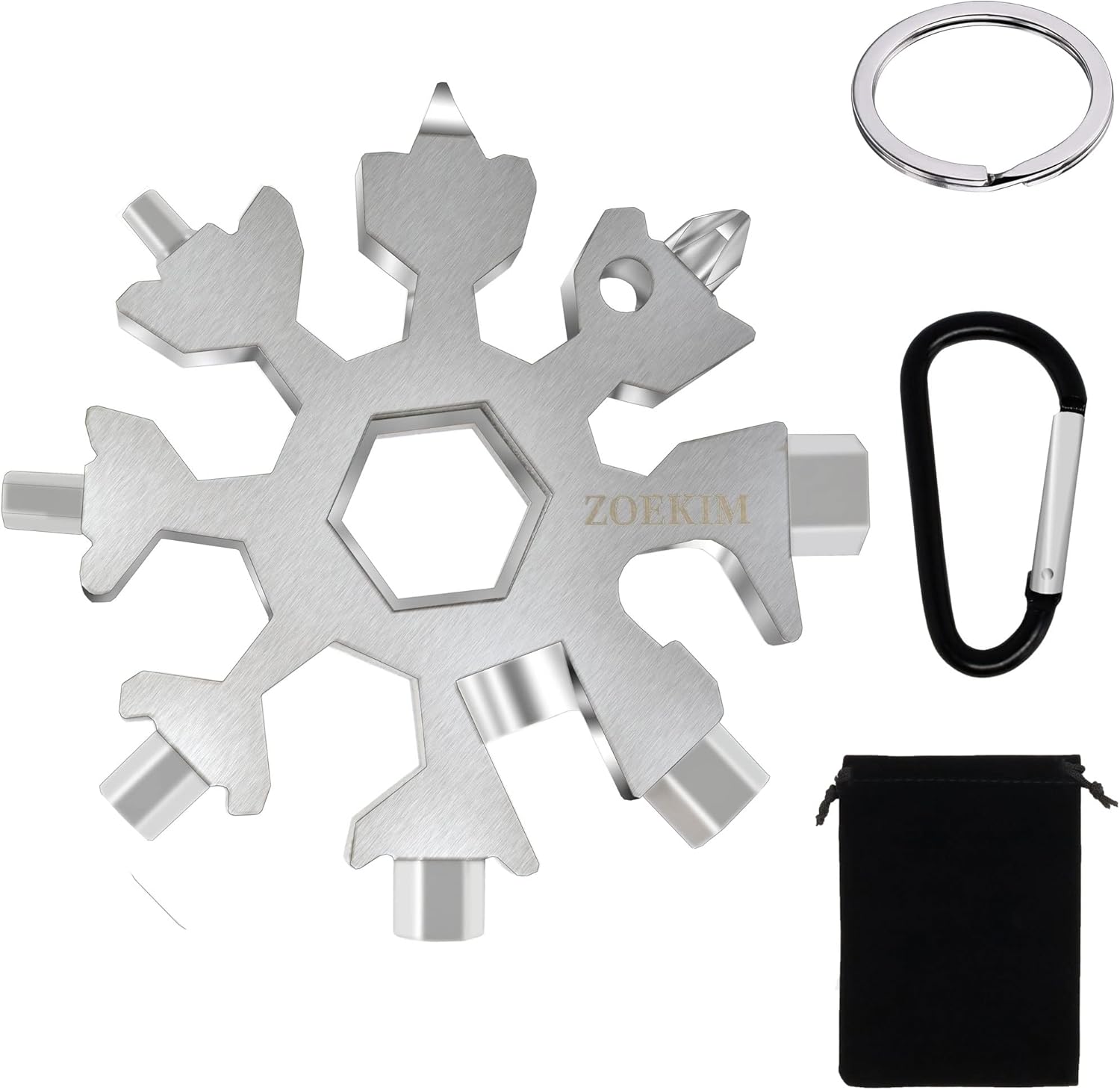 ZOEKIM Snowflake Multitool Keychain - 18-in-1 Stainless Steel Marvel