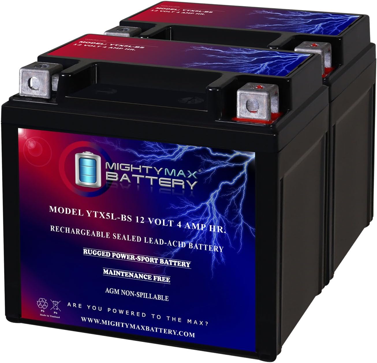 YTX5L-BS 12 Volt 4 AH Rechargeable Maintenance Free Battery Pack