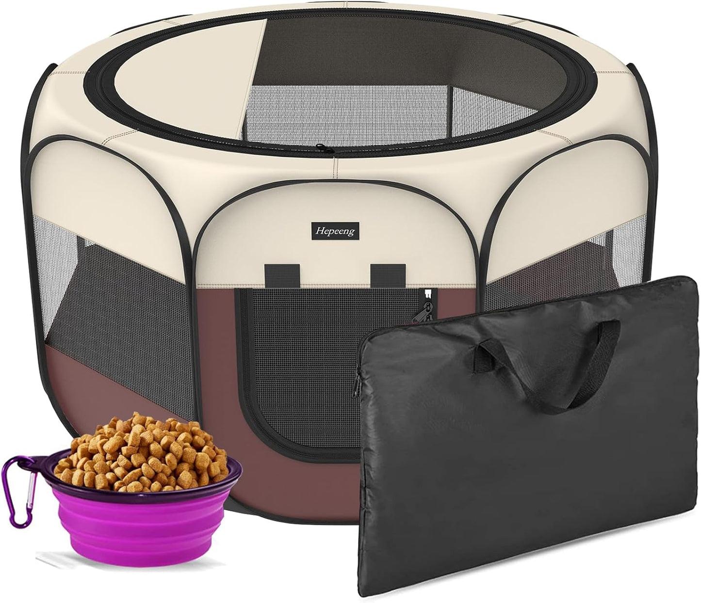 Portable Pet Playpen for Indoor and Outdoor Use with Shade Cover
