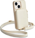 ZVE iPhone 15 Crossbody Wallet Case - RFID Card Holder, Beige