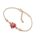 Raw Pink Sapphire Chain Bracelet Birthstone Gift for Her - Elegant