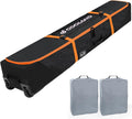 Odoland Rolling Ski Bag Padded Wheeled Ski and Boot Bag - Travel Ready
