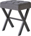 Square Makeup Stool with X-Leg Foot Rest - Compact Vanity Seat