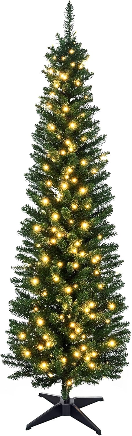 HOMCOM 5ft Tall Pre-Lit Slim Noble Fir Christmas Tree Review