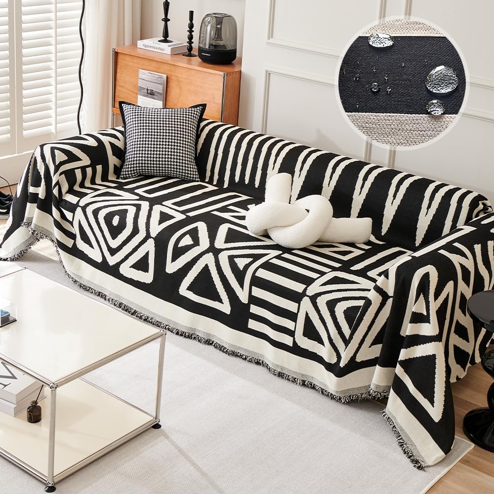 Water Resistant Boho Couch Cover for Dogs, Soft Chenille Design