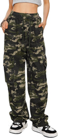 Camo Pants Women High Waisted Wide Leg Cargo Pants - Comfortable Fit