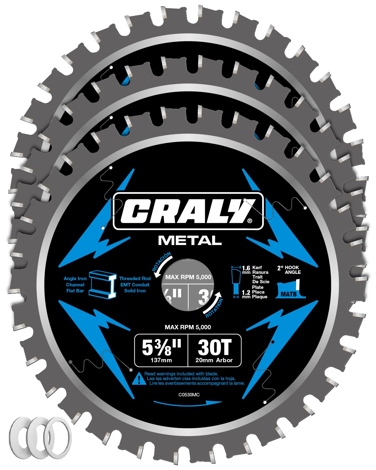 CRALY 5-3/8 Inch Circular Saw Blade for Metal Cutting 3-Pack