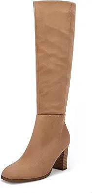 Coutgo Womens Knee High Boots with Chunky Block Heels Style