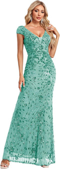 Womens Sequined Long Evening Gown for Prom and Parties