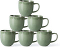 AmorArc 12oz Coffee Mugs Set of 6 - Durable Jade Green Ceramic