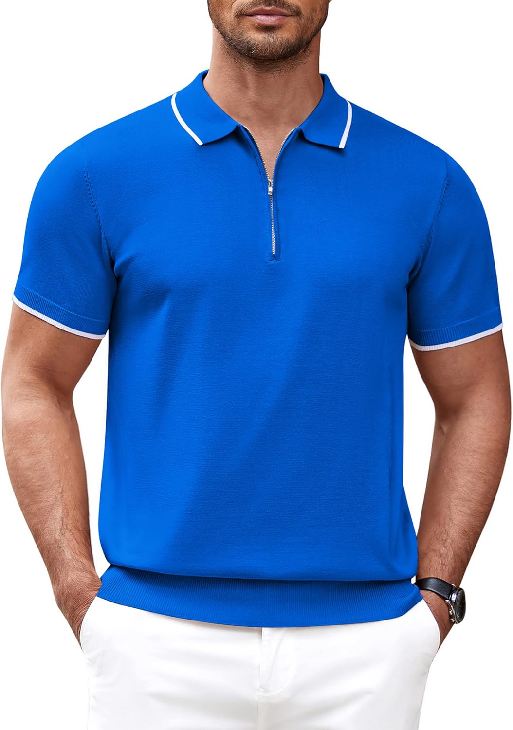 Stylish Men's Zipper Polo Shirt for Casual and Formal Wear