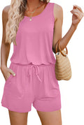 Women's Scoop Neck Summer Romper - Lightweight Short Jumpsuit