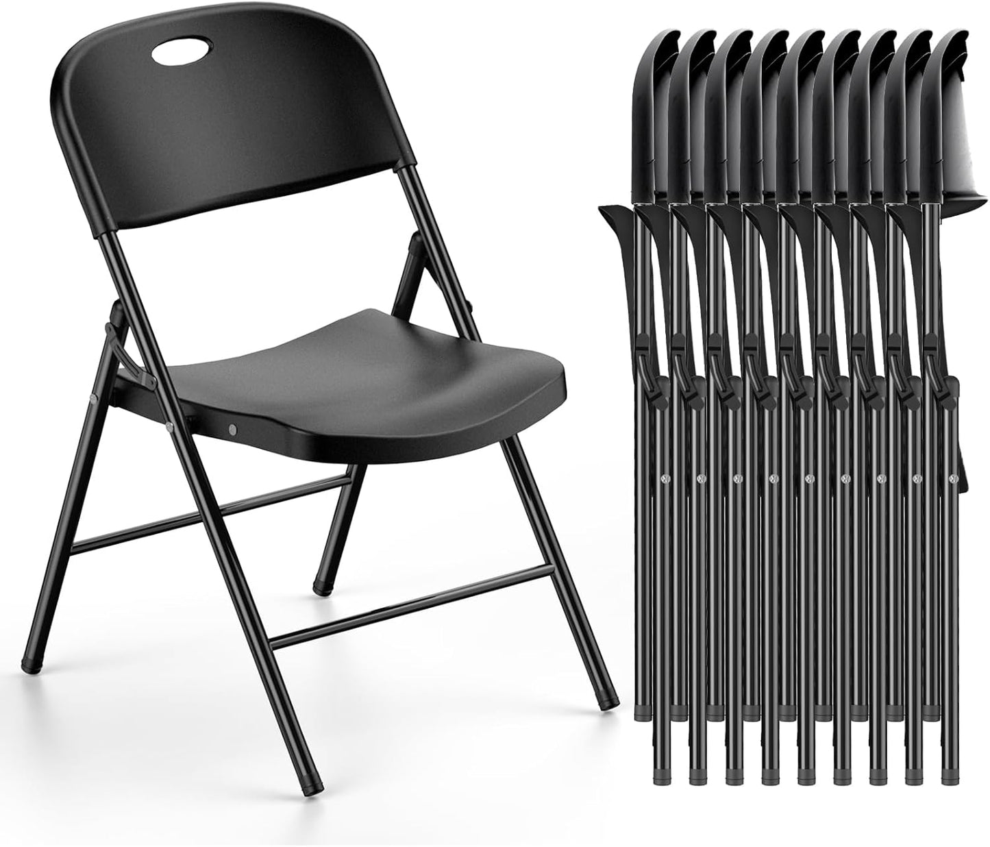 Heavy Duty Plastic Folding Chair with Reinforced Steel Frame