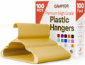 Plastic Clothes Hangers Pack of 100 - Yellow Slim Space-Saving Hangers