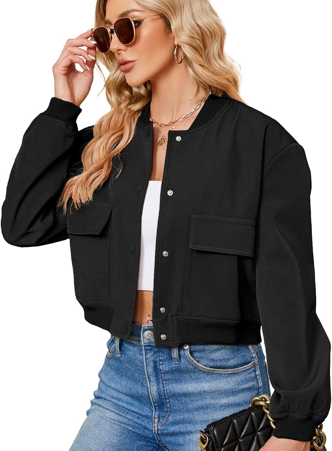 Zando Bomber Jacket Women - Stylish Cropped Casual Jacket
