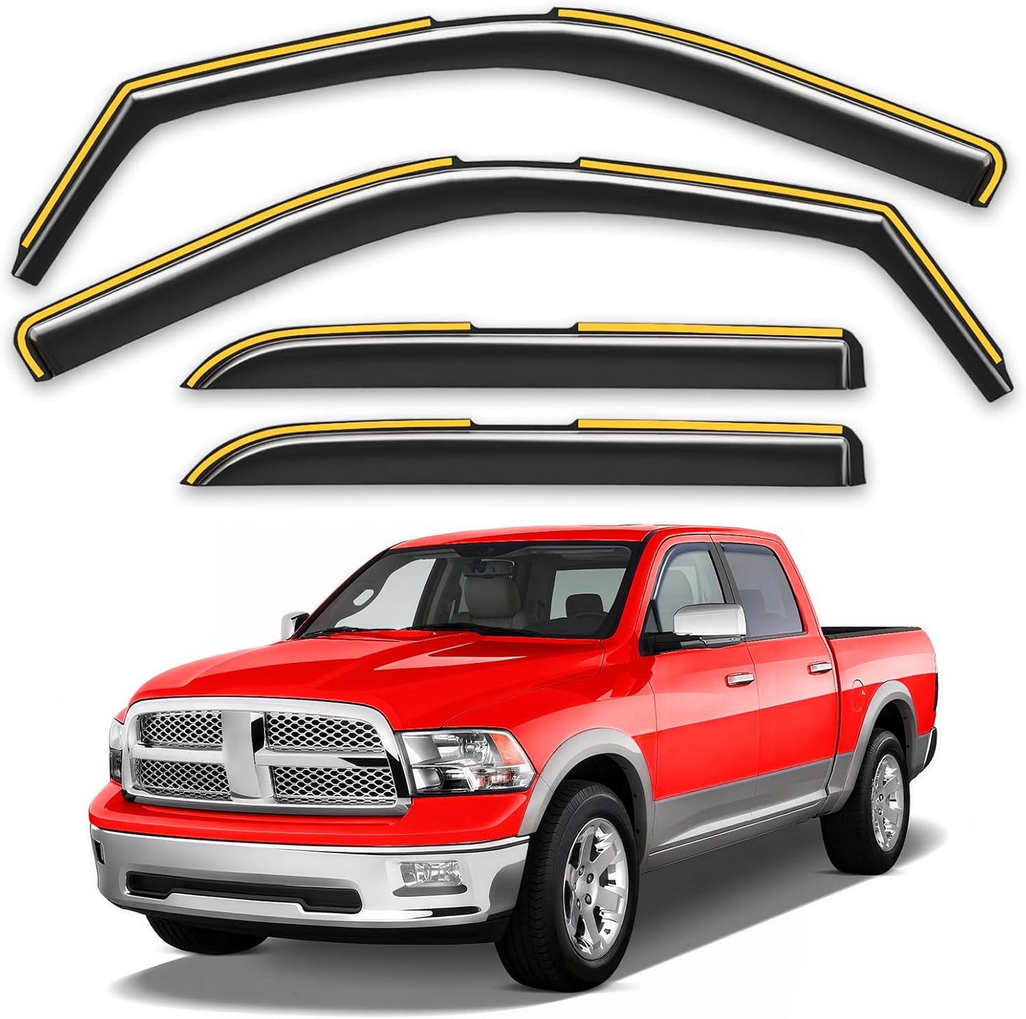 In-Channel Window Rain Guards for Dodge Ram 1500 & 2500/3500