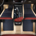 Luxury Leather Car Floor Mats Custom Full Coverage - Beige+Black