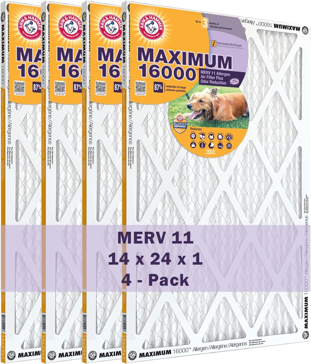 Max Allergen & Odor Reduction Air Filter for Cleaner Indoor Air