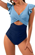 One Piece Swimsuit for Women - Ruffle Cutout Slimming Swimwear