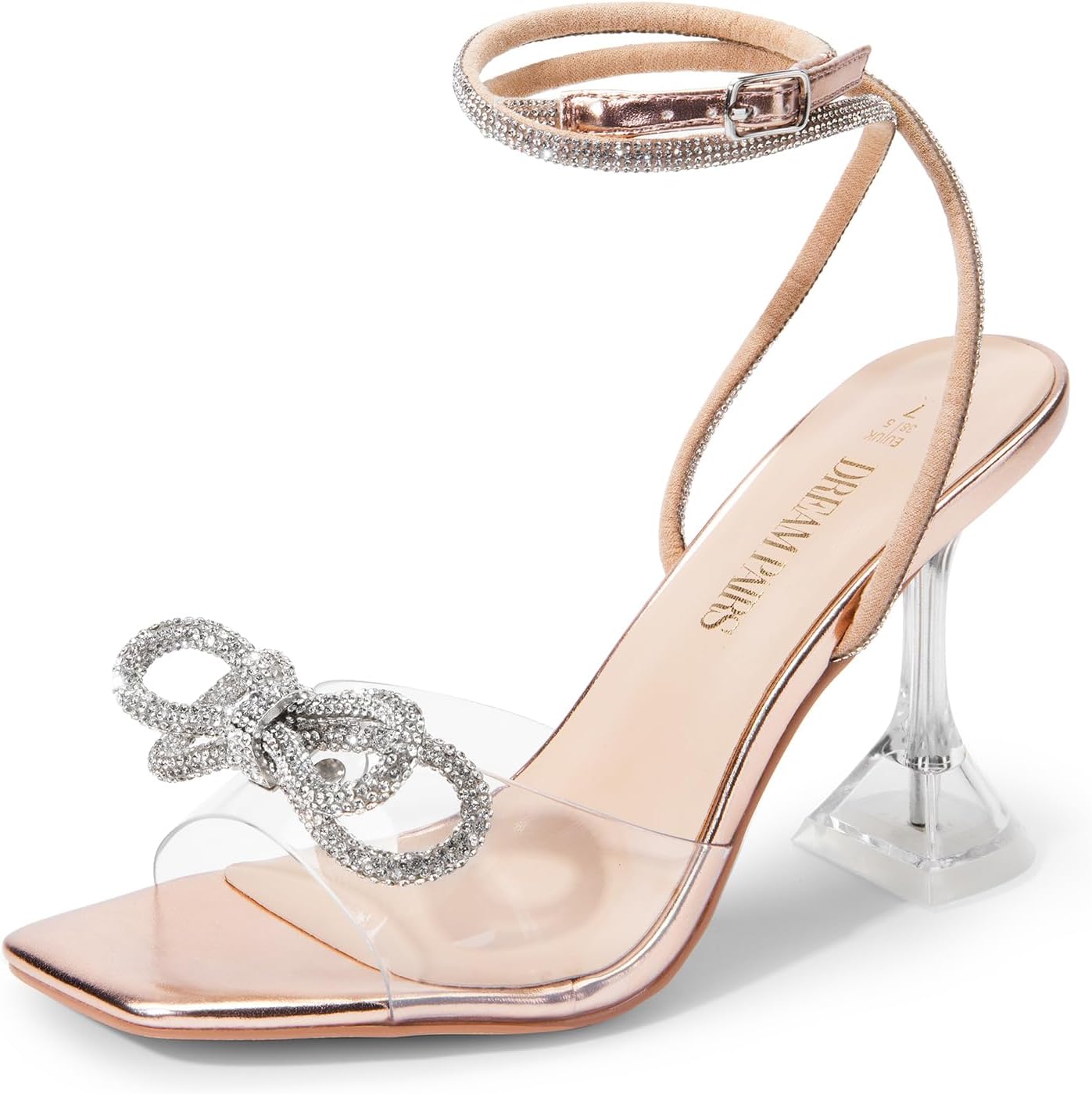 DREAM PAIRS Stiletto Bow Heels for Women with Rhinestones