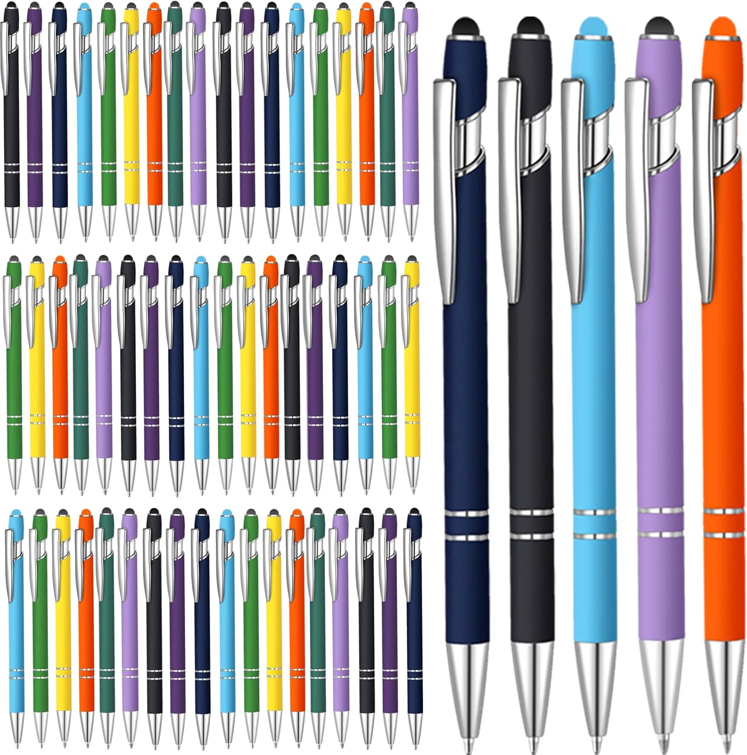 100 Pcs 2 in 1 Ballpoint Pen with Stylus for Touch Screens