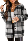 Womens Flannel Shacket Button Down Plaid Shirt Jacket - Cozy Layer