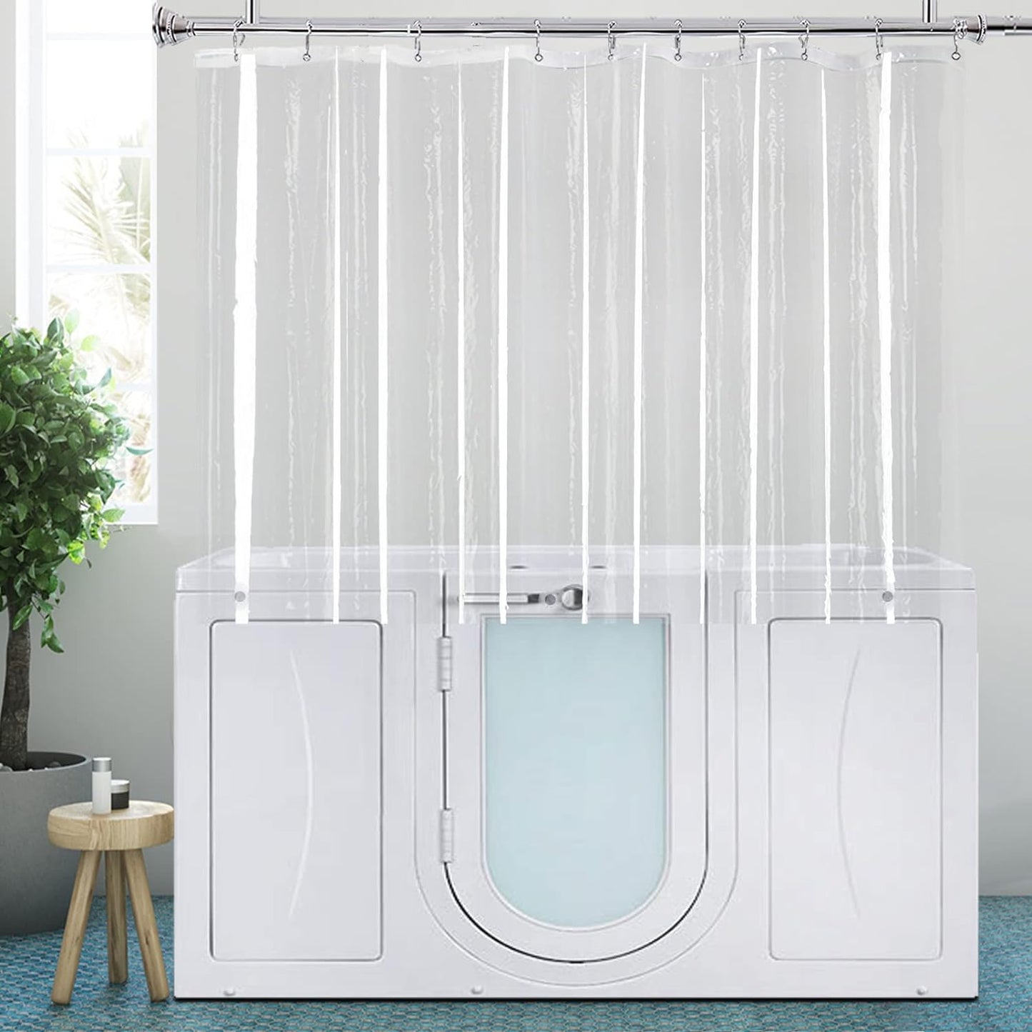 Waterproof 48 Shower Liner - Heavy-Duty Clear Peva Vinyl