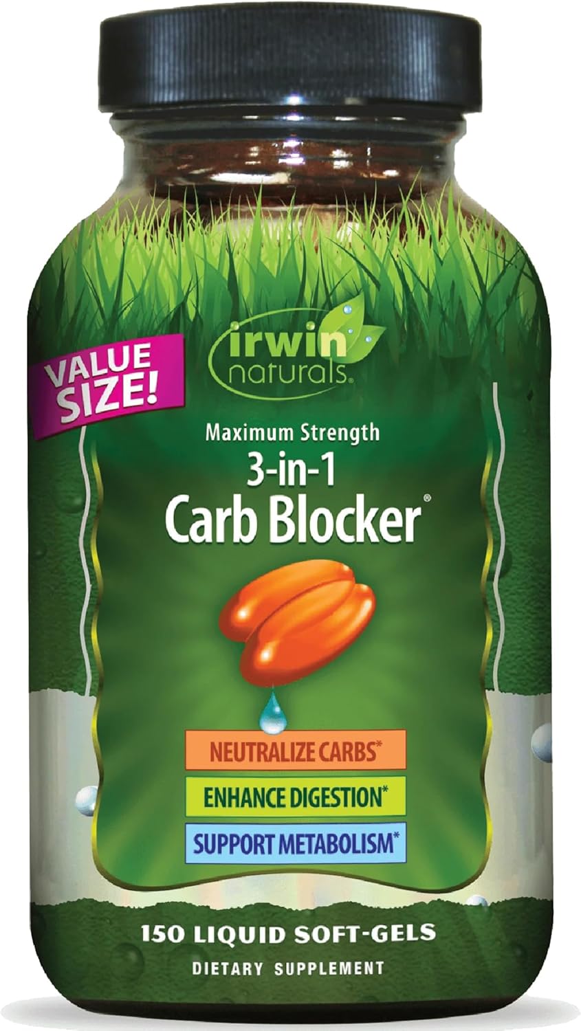Irwin Naturals Maximum Strength 3-in-1 Carb Blocker for Metabolism