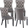 Gray Velvet Dining Chairs Set of 4 - Tufted Comfort for Everyday