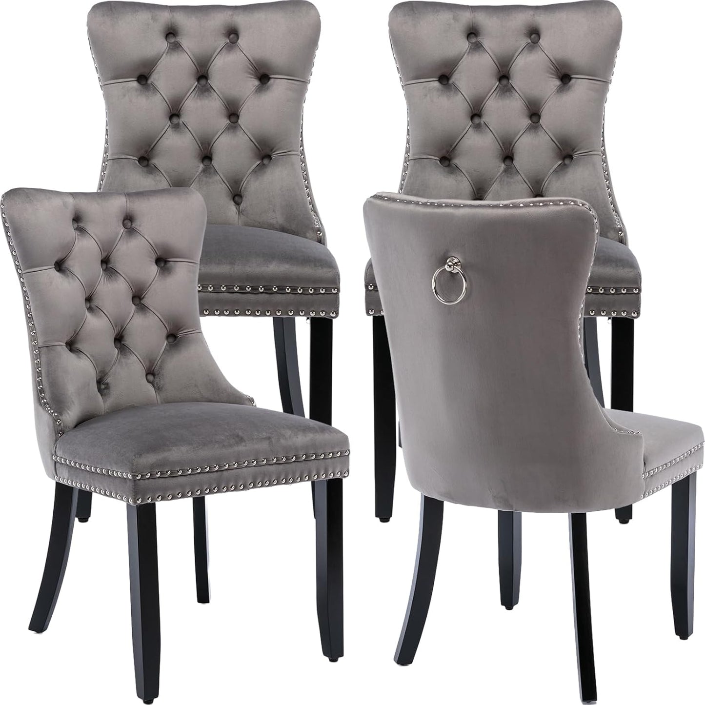 Gray Velvet Dining Chairs Set of 4 for Stylish Dining Rooms