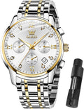 OLEVS Men's Classic Stainless Steel Chronograph Multifunction Watch