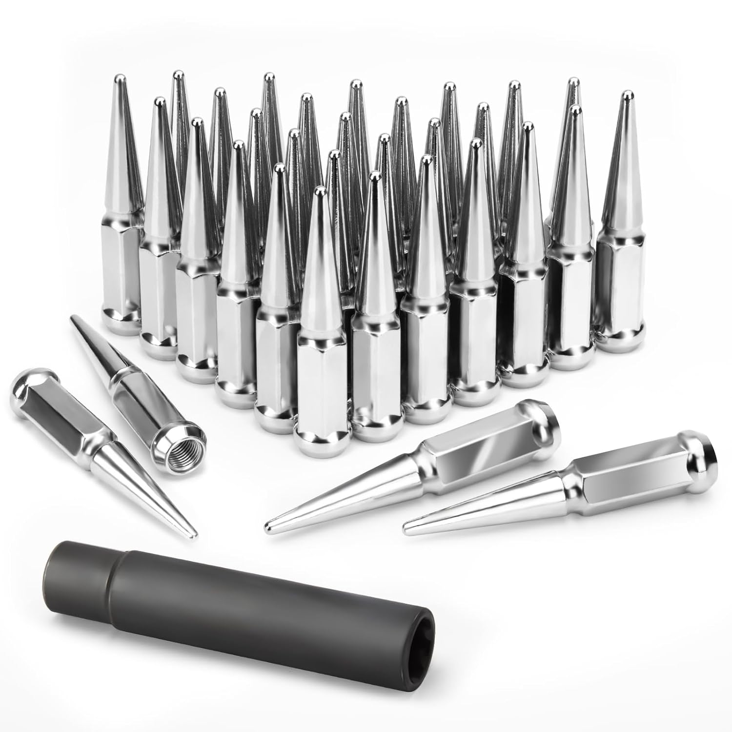 KSP F250 F350 Spike Lug Nuts - Durable Chrome Spiked Design