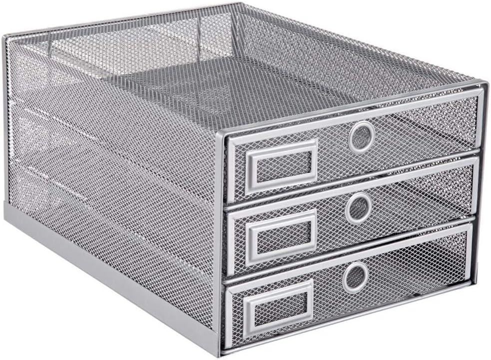 Annova Desk Organizer with 3 Tier Sliding Drawers for Papers