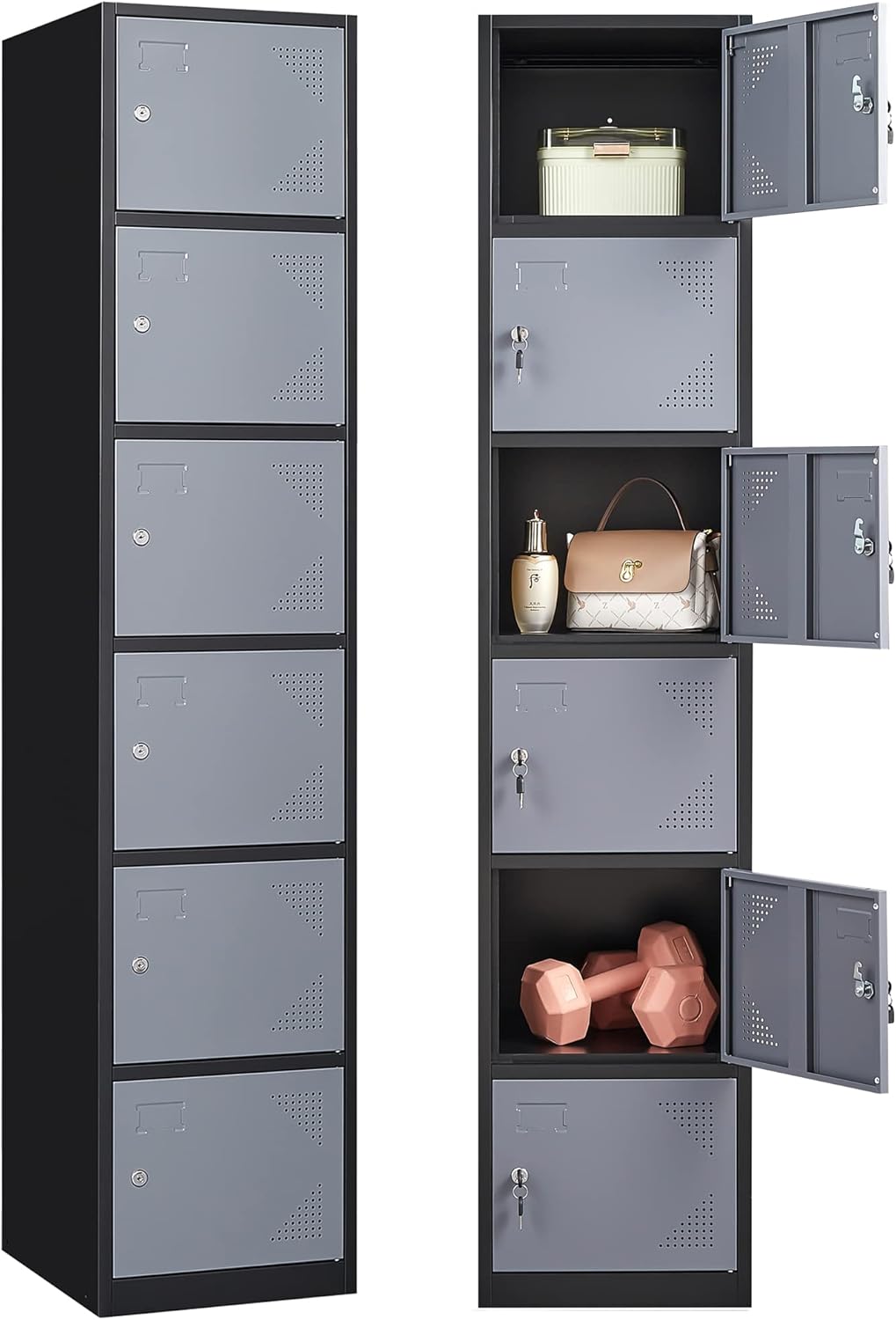 Letaya Metal Storage Locker for Employees - 6 Door Organizer