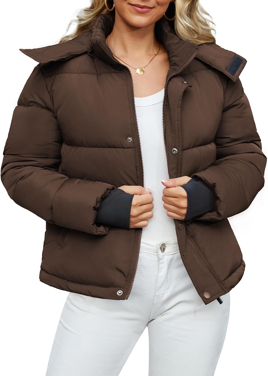 Funlingo Women's Cropped Puffer Jacket: Warm & Trendy Style