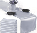 Satin Table Runners 12 x 108 in 50 PCS Light Silver - Event Ready