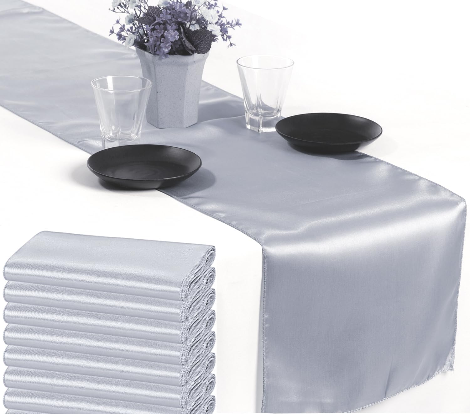 MDS 50 PCS Satin Table Runners for Elegant Event Decor