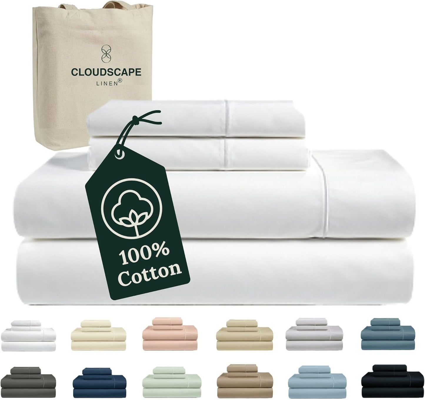 100% Egyptian Cotton Sheets Full Size Luxury Bedding Set