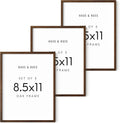 8.5 x 11 Picture Frame Set - Walnut Oak Frame Set of 3