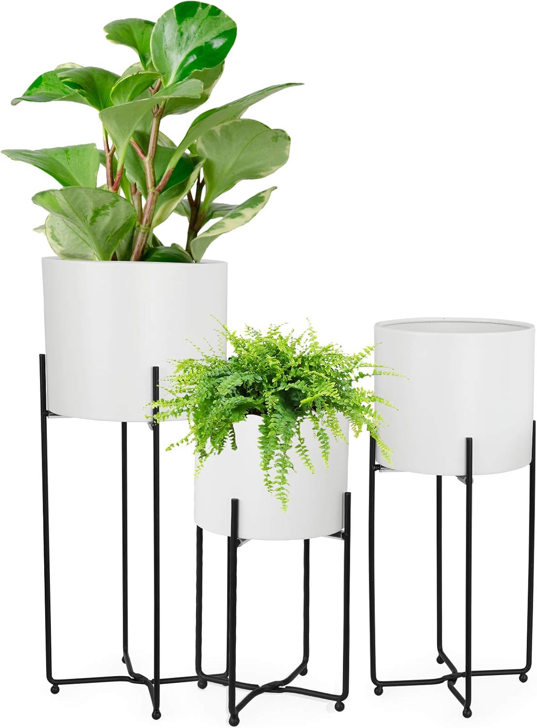 Sinolodo Mid Century Planter Set with Gold Stand for Indoor Plants