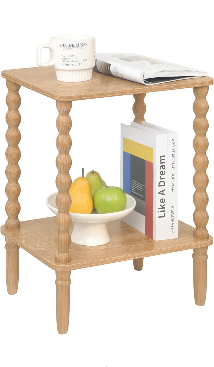 Small End Table with 2-Tier Storage Shelf for Any Space
